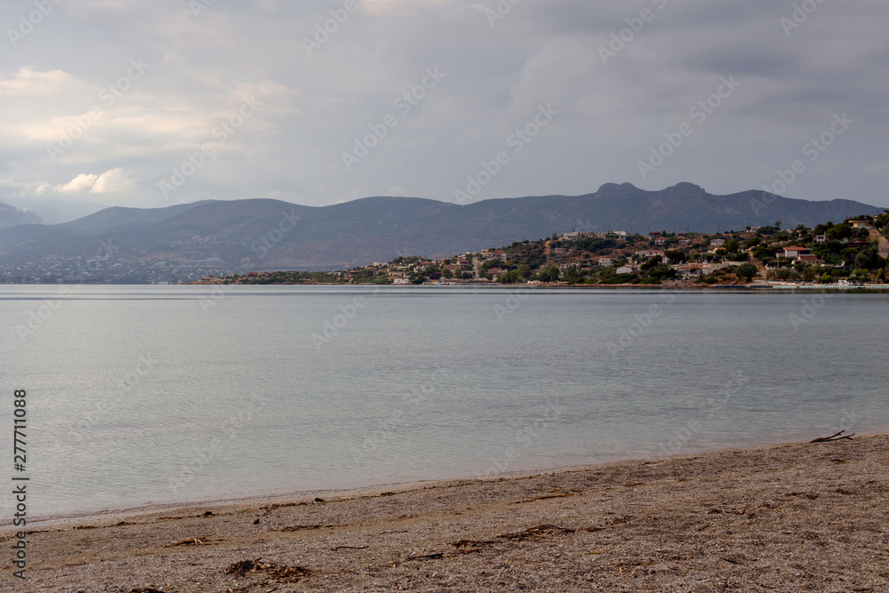 View of a deserted beach on island Salamis (Greece) View of a deserted beach on island Salamis (Greece)
