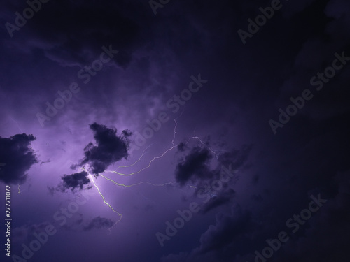 Thunder, lightning and rain on stormy night © anut21ng Stock