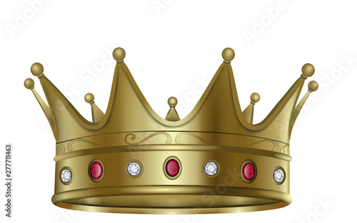 Isolated gold crown with rubies and diamonds illustration vector