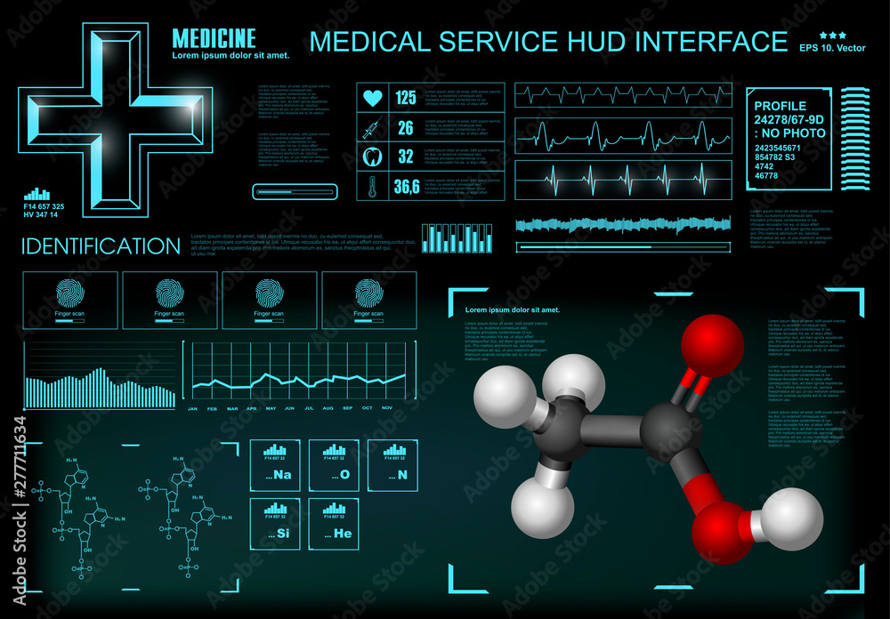 Medical service HUD, Futuristic virtual graphic touch user interface Medical service HUD, Futuristic virtual graphic touch user interface