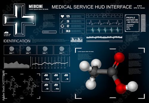 Medical service HUD, Futuristic virtual graphic touch user interface