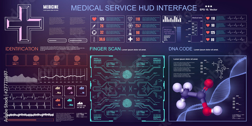 Medical service HUD, Futuristic virtual graphic touch user interface
