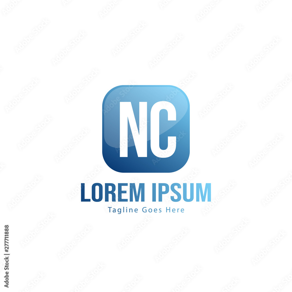 Initial NC logo template with modern frame. Minimalist NC letter logo vector illustration