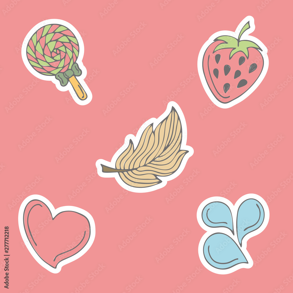 Sticker pack with doodle elements. Sticker pack with doodle elements.