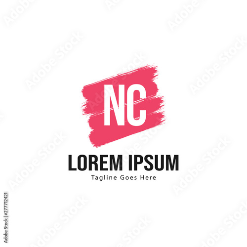 Initial NC logo template with modern frame. Minimalist NC letter logo vector illustration