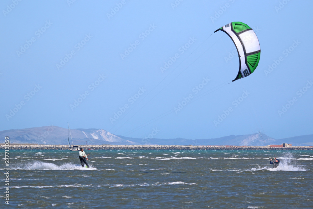 kitesurfers in Portland harbour, Dorset