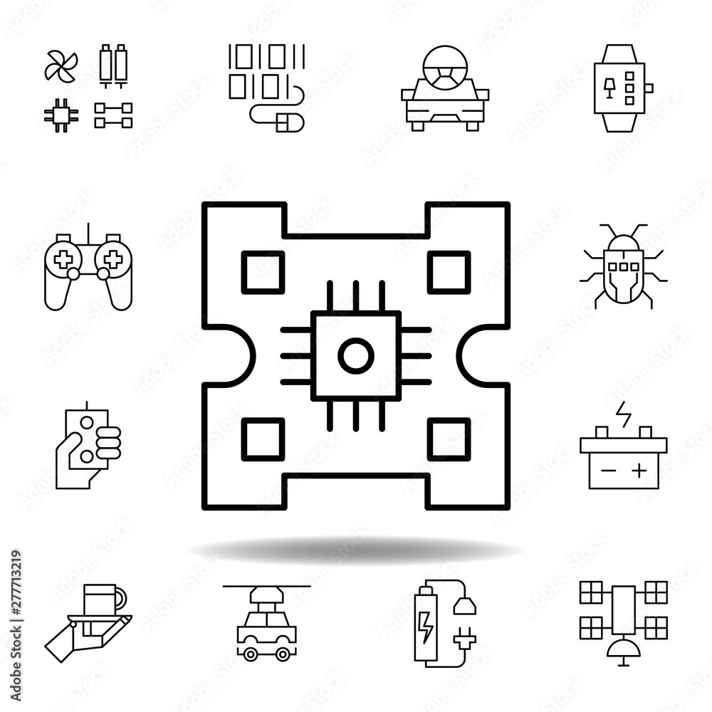 Robotics motherboard outline icon. set of robotics illustration icons. signs, symbols can be used for web, logo, mobile app, UI, UX