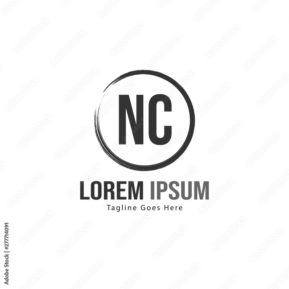 Initial NC logo template with modern frame. Minimalist NC letter logo vector illustration