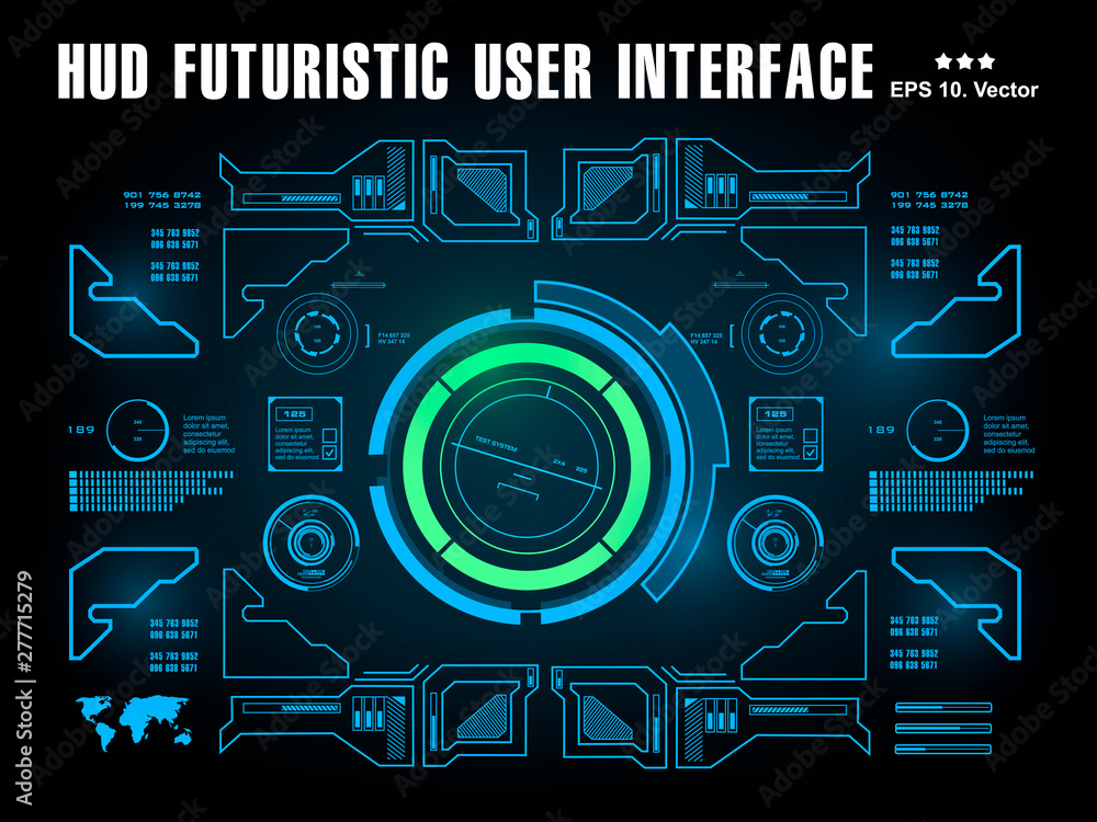 Sci-fi futuristic hud dashboard display virtual reality technology screen Sci-fi futuristic hud dashboard display virtual reality technology screen