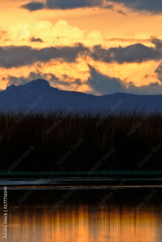 Beautiful sunset on the shores of Lake Junin Beautiful sunset on the shores of Lake Junin