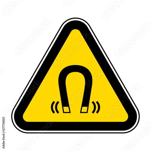 Beware Magnetic Field Symbol Sign Isolate On White Background,Vector Illustration EPS.10
