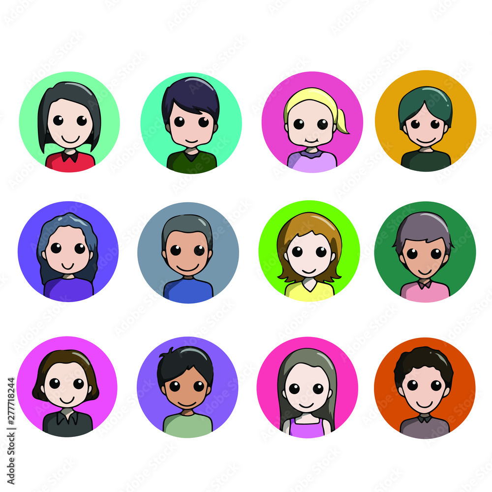 cute avatar free vector set cute avatar free vector set