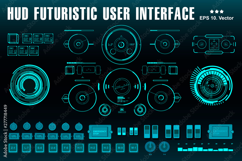 Sci-fi futuristic hud dashboard display virtual reality technology screen