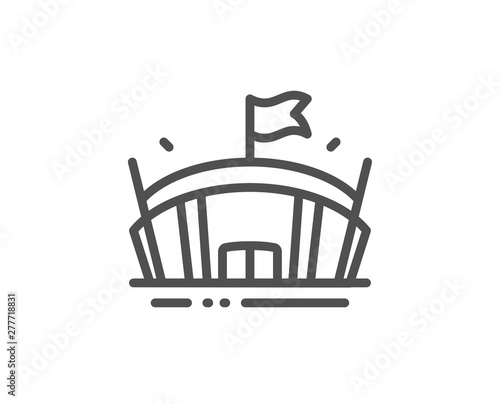 Sports stadium line icon. Arena with flag sign. Sport complex symbol. Quality design element. Linear style arena icon. Editable stroke. Vector