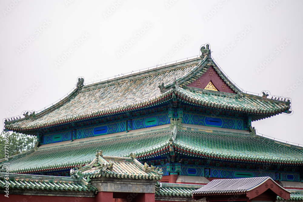 green roof decoration of chinese temple