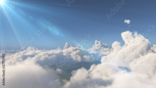 fly above big clouds landscape