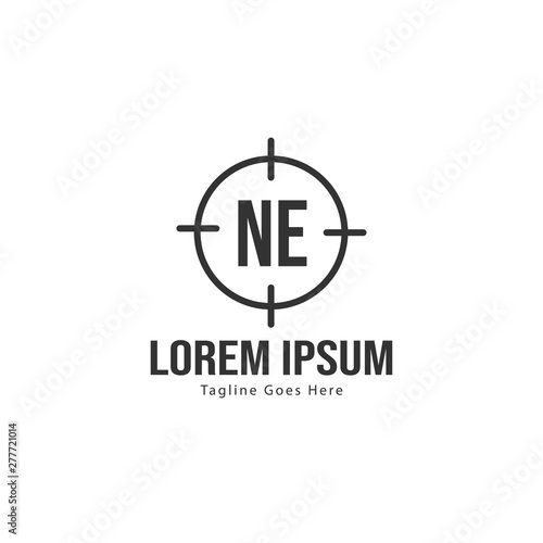 Initial NE logo template with modern frame. Minimalist NE letter logo vector illustration