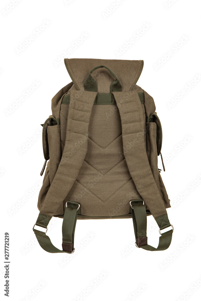 Naklejka premium Rucksack isolated on white background. Military backpack isolated on white. Travel bag.