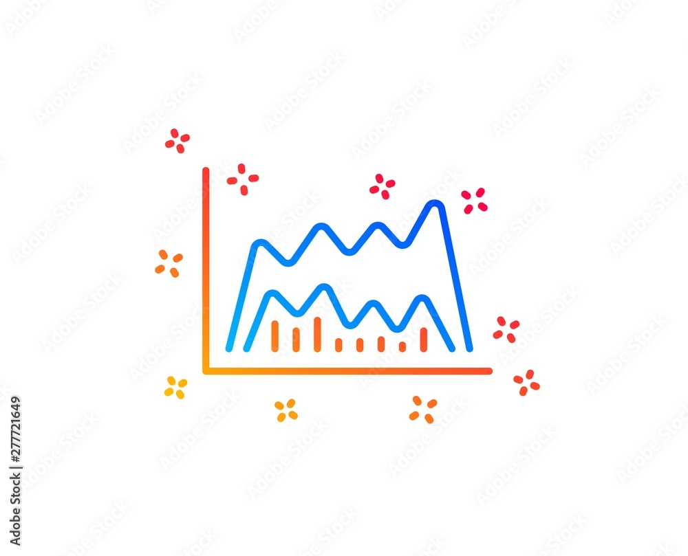 Investment chart line icon. Economic graph sign. Stock exchange symbol. Business finance. Gradient design elements. Linear trade chart icon. Random shapes. Vector