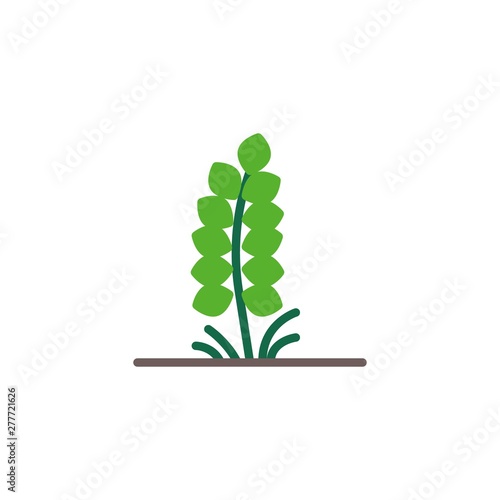 Grain spike flat icon, Spikelet vector sign, Plant with leaves colorful pictogram isolated on white. Symbol, logo illustration. Flat style design