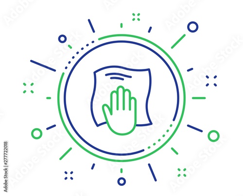 Cleaning cloth line icon. Wipe with a rag symbol. Housekeeping equipment sign. Quality design elements. Technology washing cloth button. Editable stroke. Vector