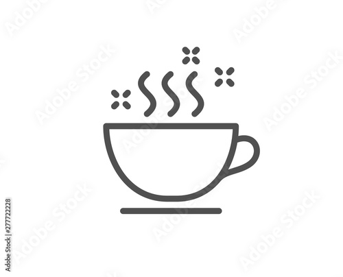 Coffee cup line icon. Hot cappuccino sign. Tea drink mug symbol. Quality design element. Linear style coffee cup icon. Editable stroke. Vector