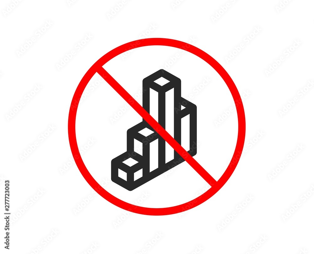 No or Stop. Diagram chart icon. Column 3d graph sign. Market analytics symbol. Prohibited ban stop symbol. No 3d chart icon. Vector No or Stop. Diagram chart icon. Column 3d graph sign. Market analytics symbol. Prohibited ban stop symbol. No 3d chart icon. Vector