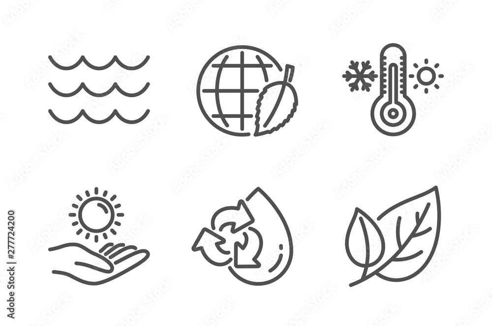 Environment day, Recycle water and Sun protection icons simple set ...