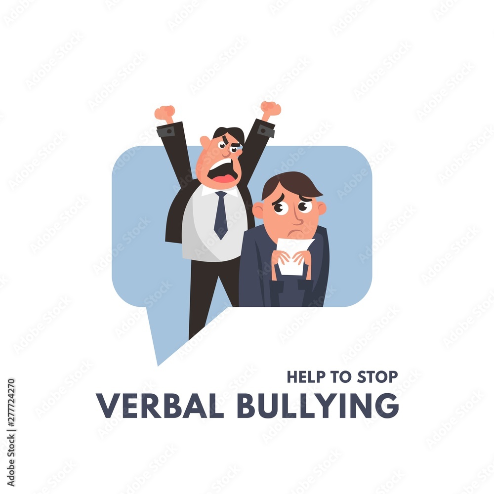 Verbal bullying between a boss and office worker. Workplace harassment  illustration in cartoon style. Vector workplace bullying concept. Stock  Vector | Adobe Stock