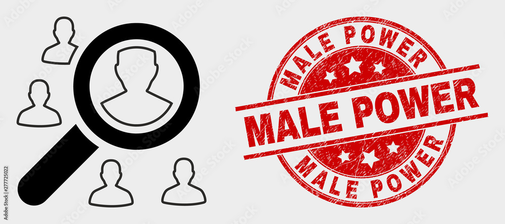custom made wallpaper toronto digitalVector search users pictogram and Male Power seal. Red rounded textured seal stamp with Male Power caption. Vector composition for search users in flat style. Black isolated search users pictogram.