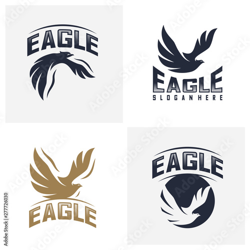 Set of Eagle Logo Design Vector. Flying Eagle logo template. Icon Symbol