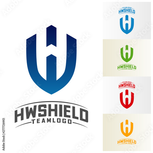 HW Shield Logo Design Vector. Initial HW logo Template. Shield WH logo concept. Icon Symbol