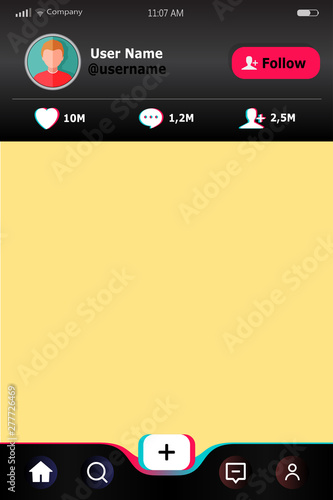 Mock up template account. Web site mobile template. Social network interface ...