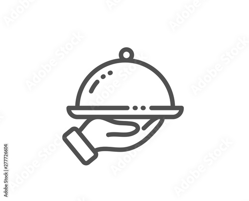 Restaurant food line icon. Dinner sign. Hotel room service symbol. Quality design element. Linear style restaurant food icon. Editable stroke. Vector