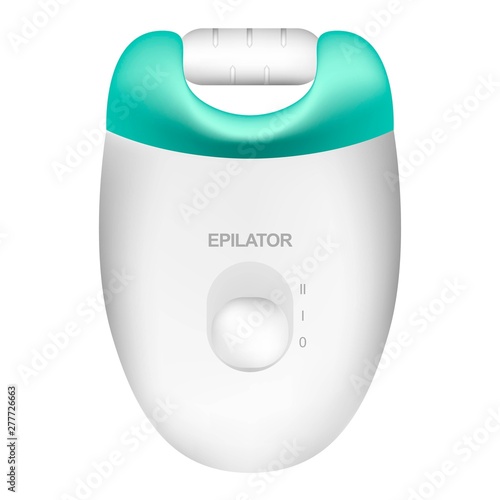 Realistic electric Modern Shaver Epilator Razor isolated on white background. Epilator Cosmetology Female Device Equipment For Removal Hair. Isolated Depilation Machine. Skin Care Concept.