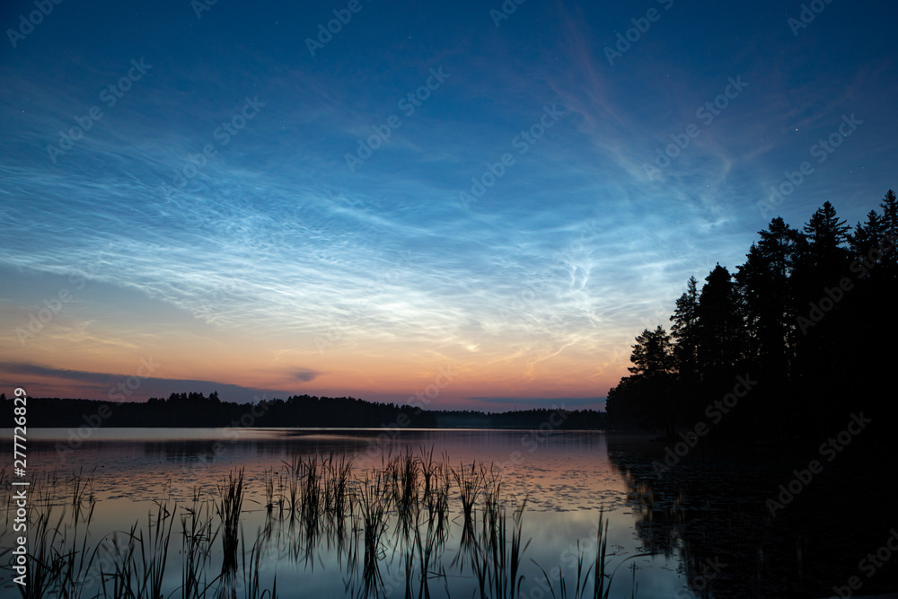 Night shining clouds over lake Night shining clouds over lake