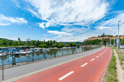 Photography Bicycle path next to river Vltava in Prague