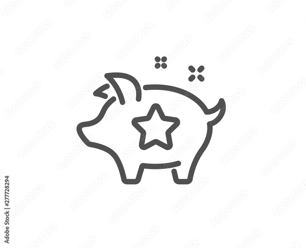 Loyalty points line icon. Bonus piggy. Discount program symbol. Quality design element. Linear style loyalty points icon. Editable stroke. Vector Loyalty points line icon. Bonus piggy. Discount program symbol. Quality design element. Linear style loyalty points icon. Editable stroke. Vector
