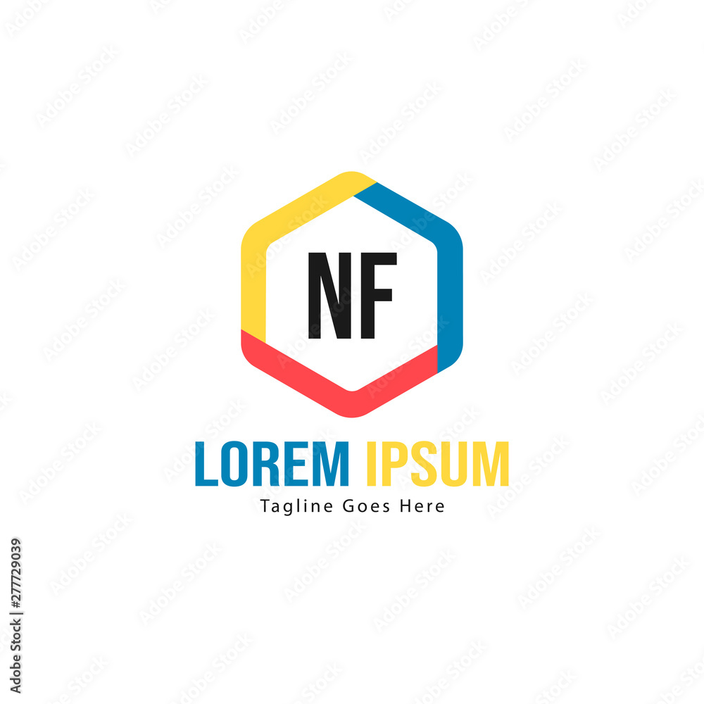Initial NF logo template with modern frame. Minimalist NF letter logo vector illustration Initial NF logo template with modern frame. Minimalist NF letter logo vector illustration