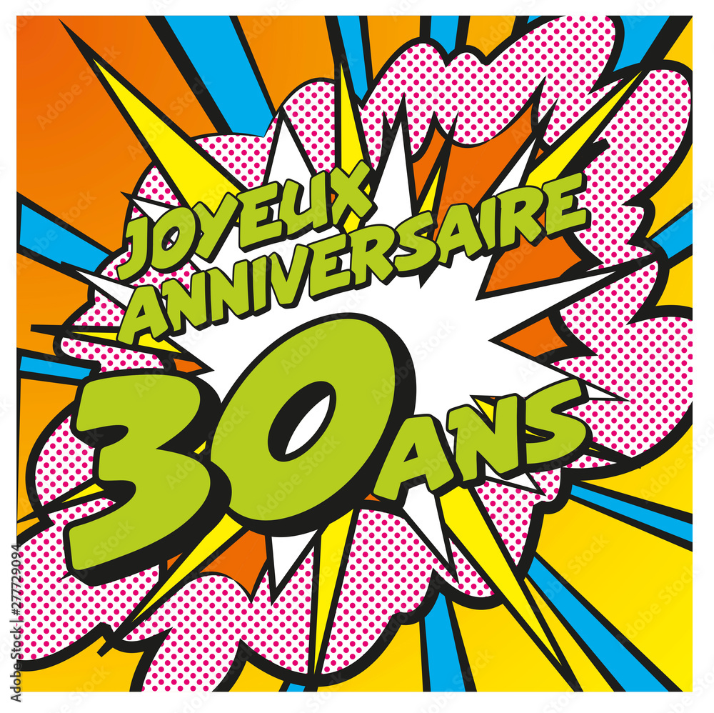 Carte anniversaire 30 ans - Popcarte