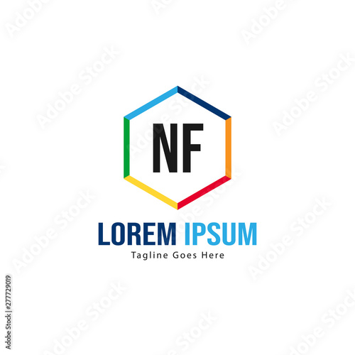 Initial NF logo template with modern frame. Minimalist NF letter logo vector illustration