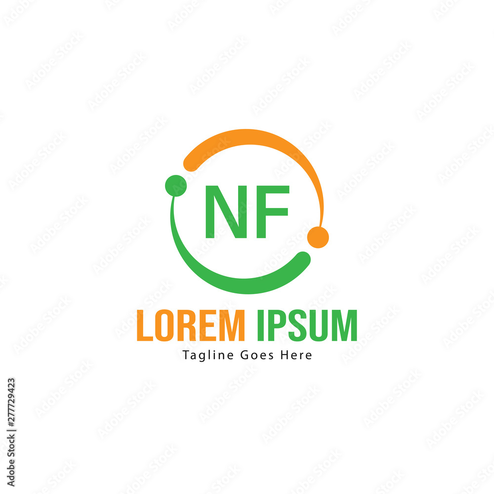 Initial NF logo template with modern frame. Minimalist NF letter logo vector illustration Initial NF logo template with modern frame. Minimalist NF letter logo vector illustration