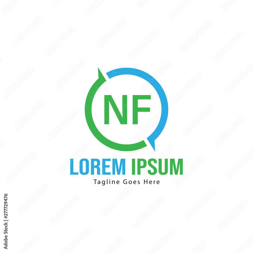 Initial NF logo template with modern frame. Minimalist NF letter logo vector illustration Initial NF logo template with modern frame. Minimalist NF letter logo vector illustration