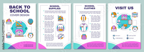 Education system brochure template layout. Back to school. Flyer, booklet, leaflet print design with linear illustrations. Vector page layouts for magazines, annual reports, advertising posters
