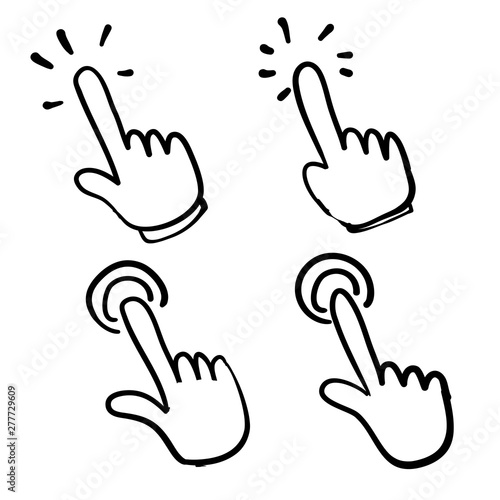 hand drawn hand pointer click icon doodle illustration