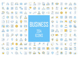 Business industry development color icons big set. Financing and budget, money planning. Business analytics, statistics. Delivery, logistics and distribution. Isolated vector illustrations