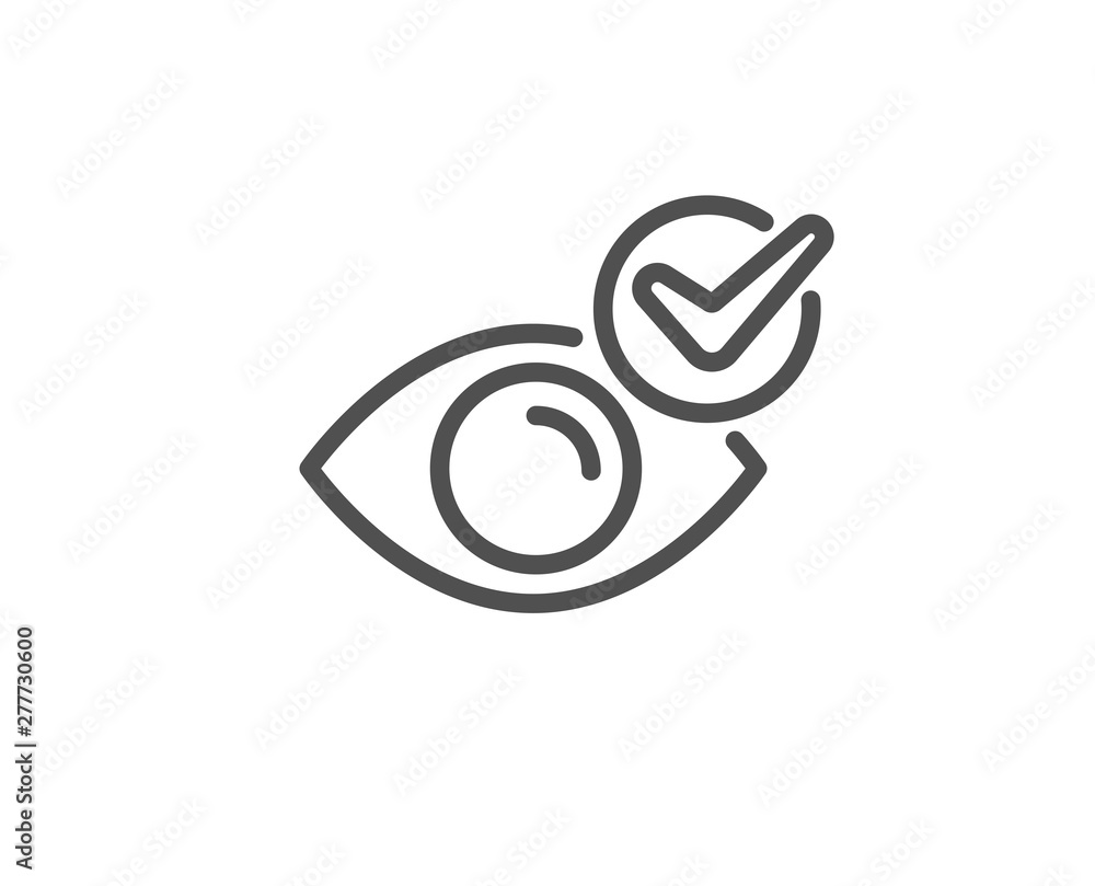 Check eye line icon. Oculist clinic sign. Optometry vision symbol. Quality design element. Linear style check eye icon. Editable stroke. Vector Check eye line icon. Oculist clinic sign. Optometry vision symbol. Quality design element. Linear style check eye icon. Editable stroke. Vector