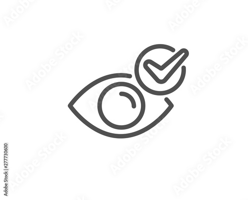 Check eye line icon. Oculist clinic sign. Optometry vision symbol. Quality design element. Linear style check eye icon. Editable stroke. Vector
