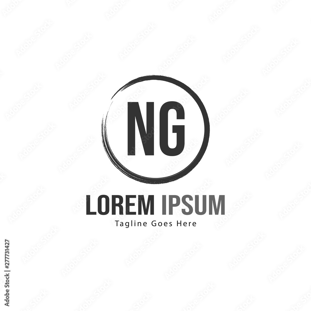 Initial NG logo template with modern frame. Minimalist NG letter logo vector illustration