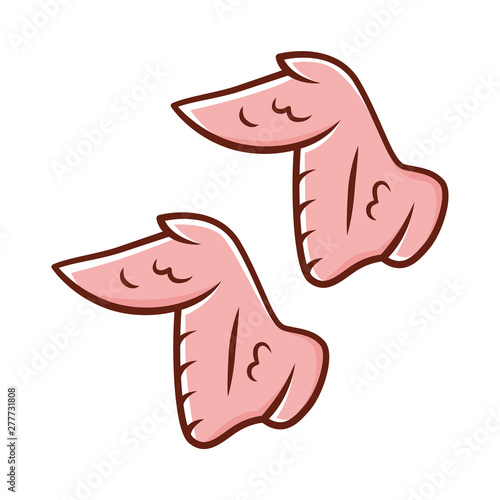 Chicken wings color icon. Butchers meat. Meat production and sale. Protein source. Butchery business. Isolated vector illustration